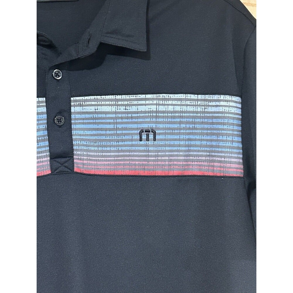 Travis Matthew Men’s Polo Black Red White Blue Size L Golf Polo Short Sleeve